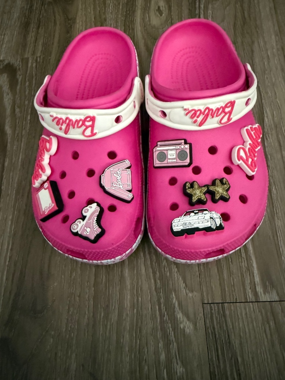 Barbie crocs collab